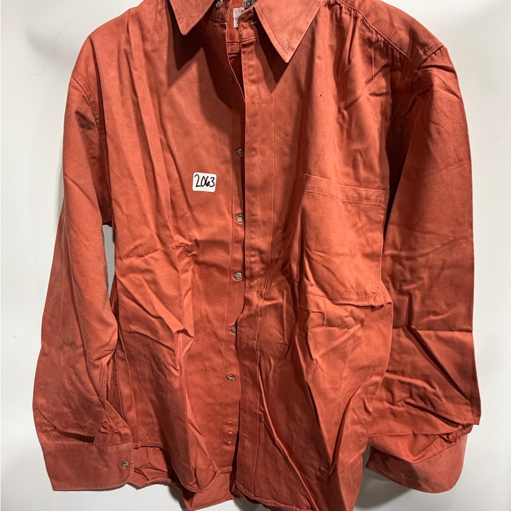 #2063-Men's Casual Button Down Shirt - Rust Orange